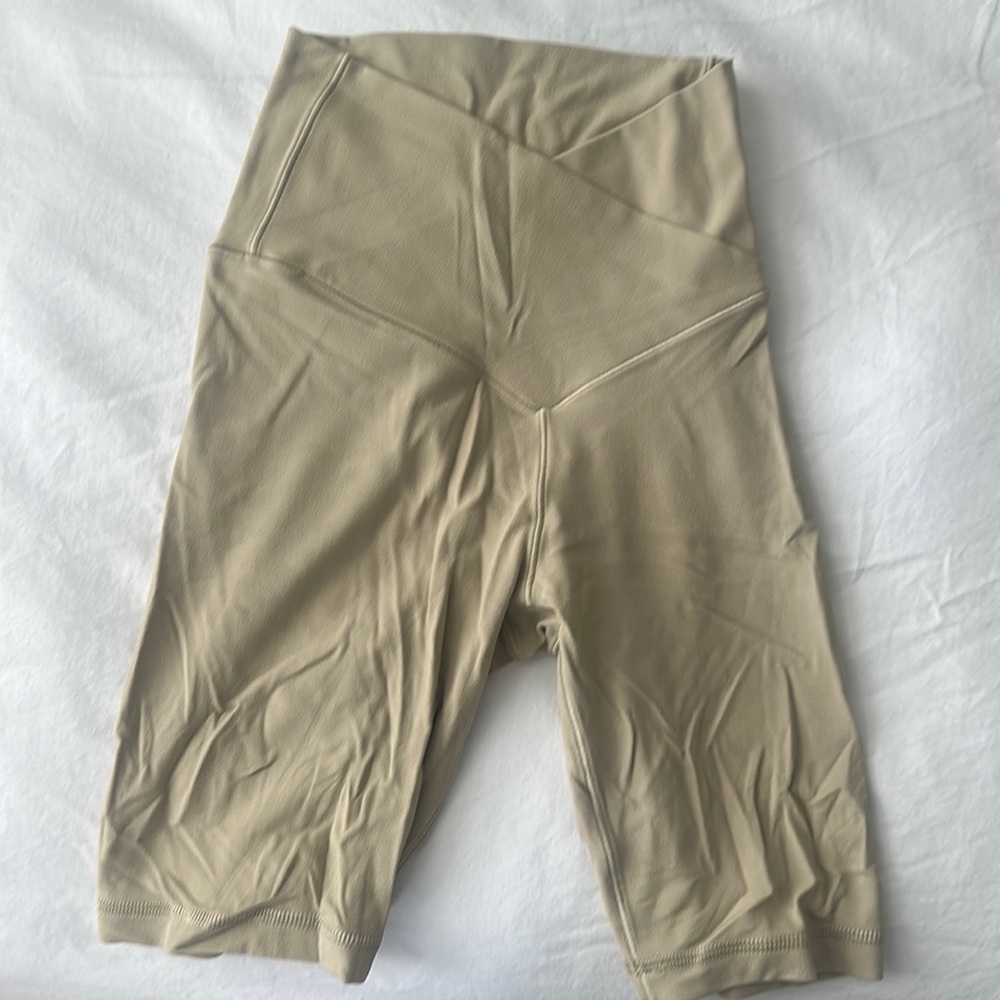 Aerie crossover biker shorts- offline size xs, tan